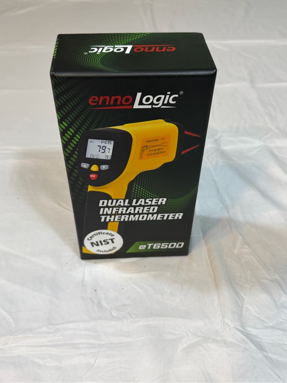 ennoLogic eT650D NIST Certified Infrared Temperature Gun Dual Laser NIB